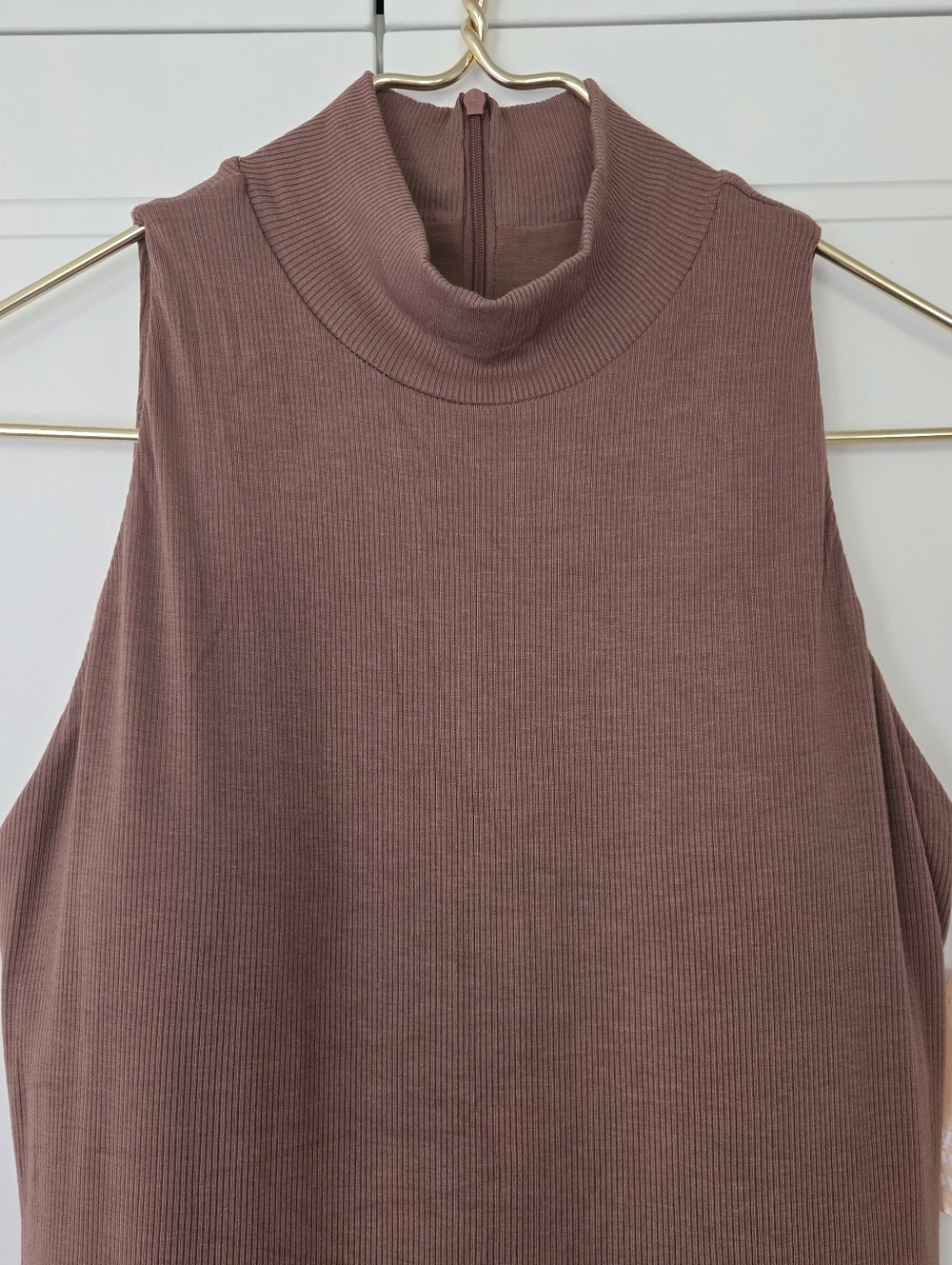 NWT Popilush Shapewear Modal Sleeveless Mock Neck Slimming Maxi Dress Brown Tan - Picture 7 of 16